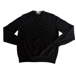 Calvin Klein Youthā Kids Boys Medium Black Extra Fine Merino Wool V-Neck Sweater